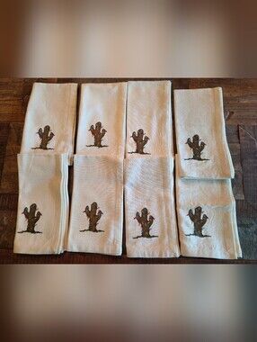 St Nicholas Square Happy Trails Lighted Cactus Christmas Napkins Set of 8 NWOT